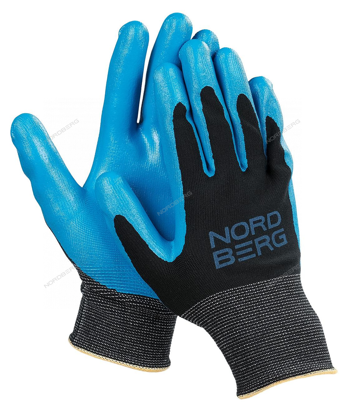 Nordberg  NPG1508BB Перчатки полиэфирные 15 класс черная основа/ синее покрытие 