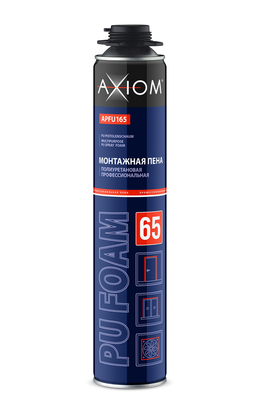 Axiom  APFU165 Пена полиуретановая монтажная профессиональная всесезонная 1000 мл  | Helas.ru